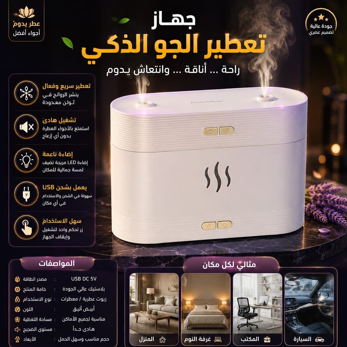160 جهاز تعطير الجو الذكي (Aroma Diffuser) - الصورة 1