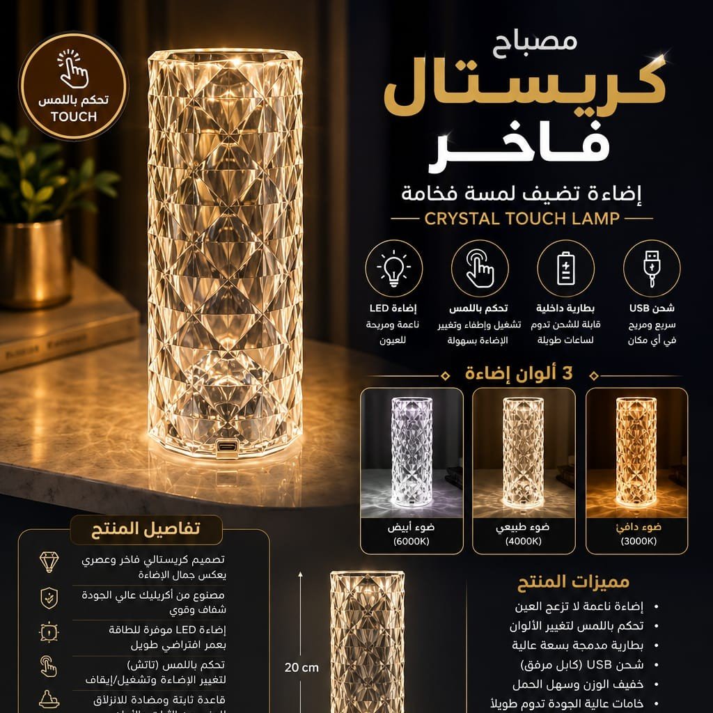 184 مصباح كريستال فاخر - الصورة 1